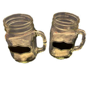 2 Handled Mason Jars with chalk and black board to personalize